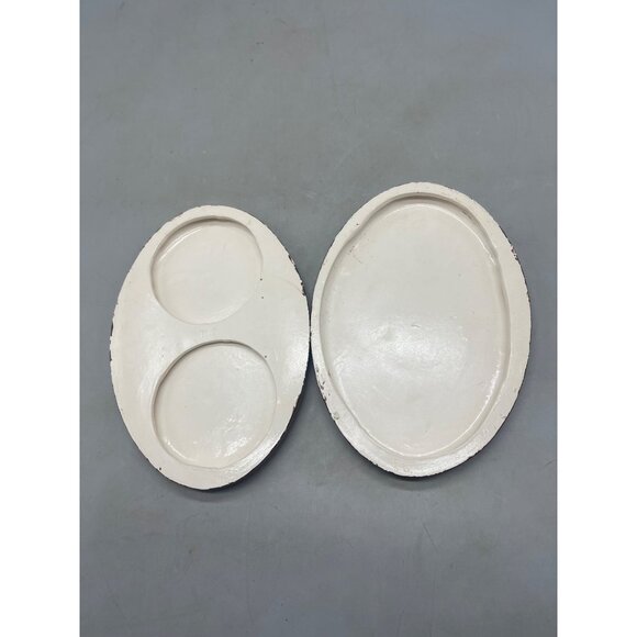 vintage hand painted set of 2 T.G. Holland kids wall art work oval brown READ - Picture 5 of 8